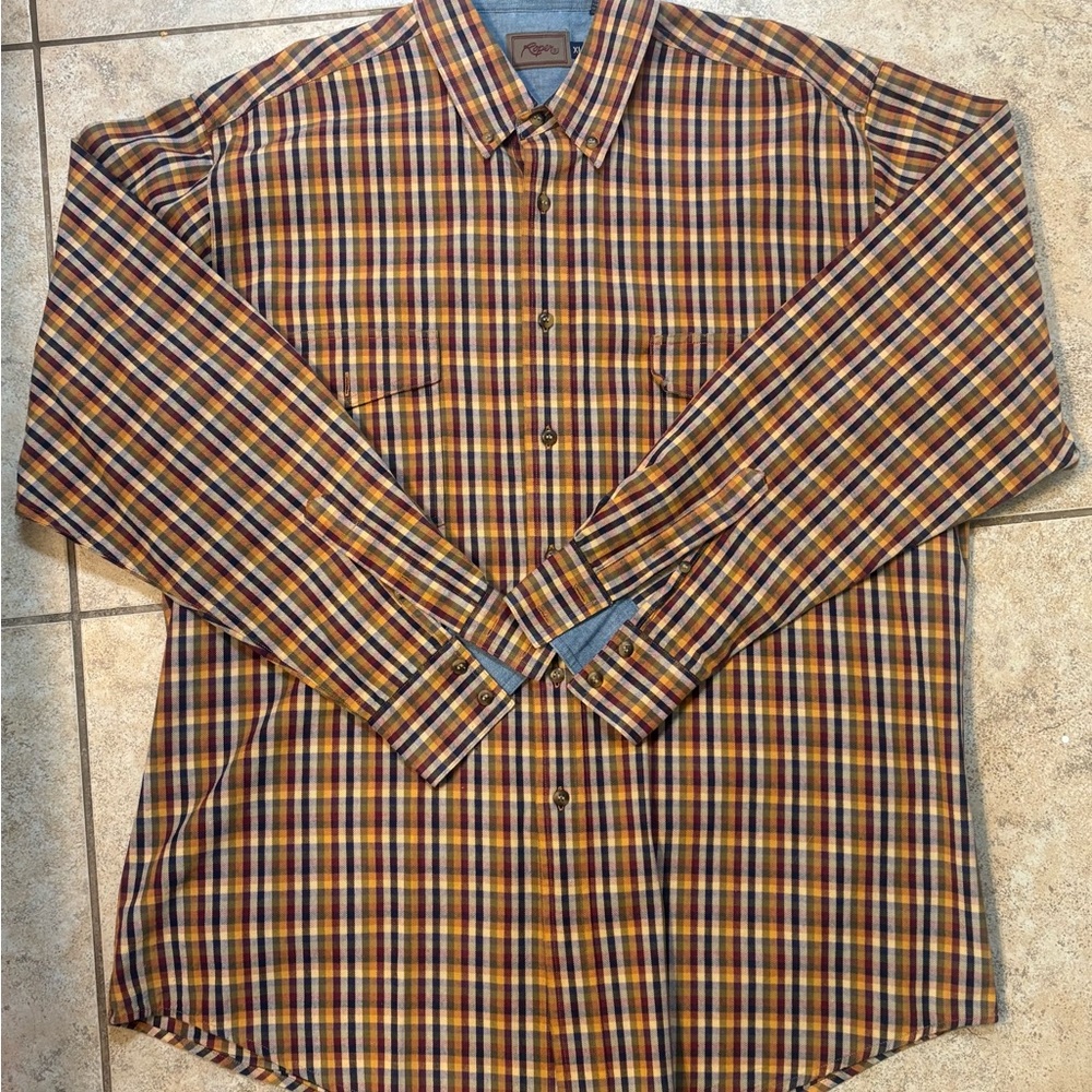 Roper Shirt Mens Western Size XL Long Sleeve Button Plaid Cowboy
